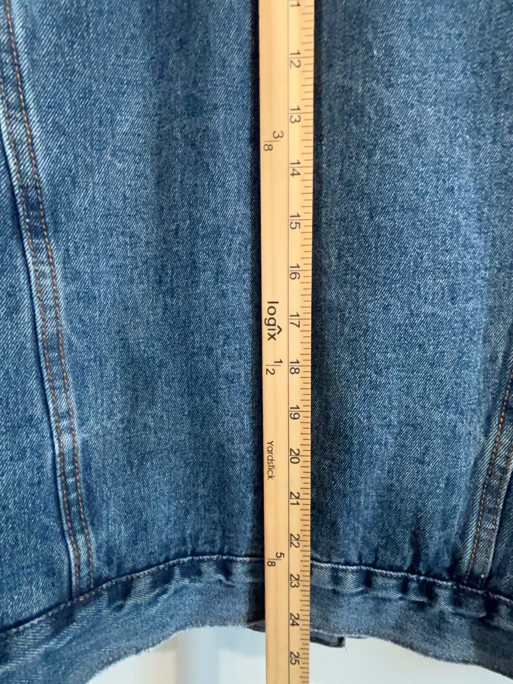 WOMENS Denim & CO. Sherpa-Lined Denim Jacket medium blue snaps on front SZ 14 - Picture 8 of 10